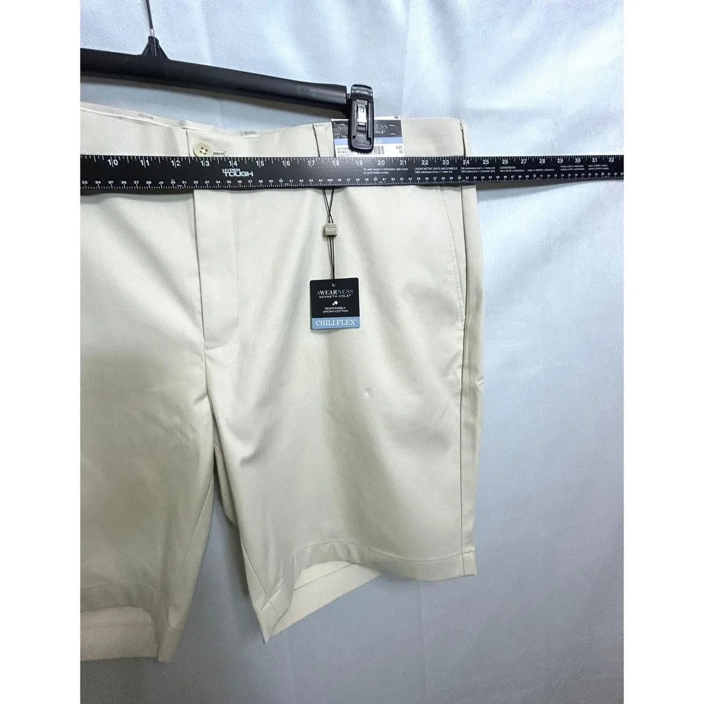 Awearness Kenneth‎ Cole Mens 46 Chillflex Performance Slim Fit Khaki Shorts Tan